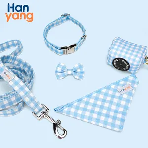 Hanyang OEM özel tasarım lüks pamuk köpek göğüs tasması Set ayarlanabilir yürüyüş güzel yay ile papyon köpek yaka