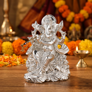 Bansuri Ganesha Idol Decorative Hindu God Statue with Flute Krishna Style Design for Puja Home Temple Decor Gifting Item - Product Image 1