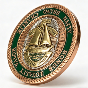 Custom 3D Relief Naval Sailboat Challenge Coin Zinc Alloy with Enamelling UV Printing Graduation Commemorative Coin - Product Image 6