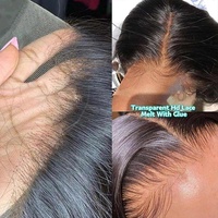 Perruque frontale en dentelle transparente HD 13x6 en cheveux humains brésiliens bruts, style Deep Wave, pour femmes noires