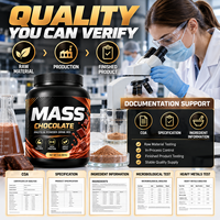 Bubuk Protein Penambah Berat Badan Cokelat Label Pribadi OEM untuk Dewasa 2lb 907g, Mendukung Massa Otot dan Energi, Bersertifikasi ISO HACCP