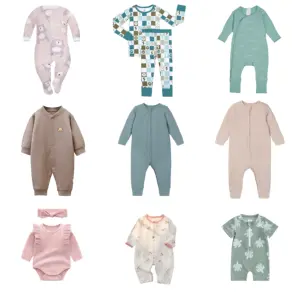 Peleles de bebé recién nacido personalizados, conjunto de ropa de algodón para niños, pijamas de bambú para bebé, compre uno y obtenga un descuento máximo