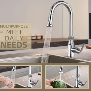 Faucet Head Replacement <b>Chrome</b> Angle Simple Kitchen Sink Faucet Sprayer Pull Down Hose Spray Head Stream and Spray Mode - Product Image 3