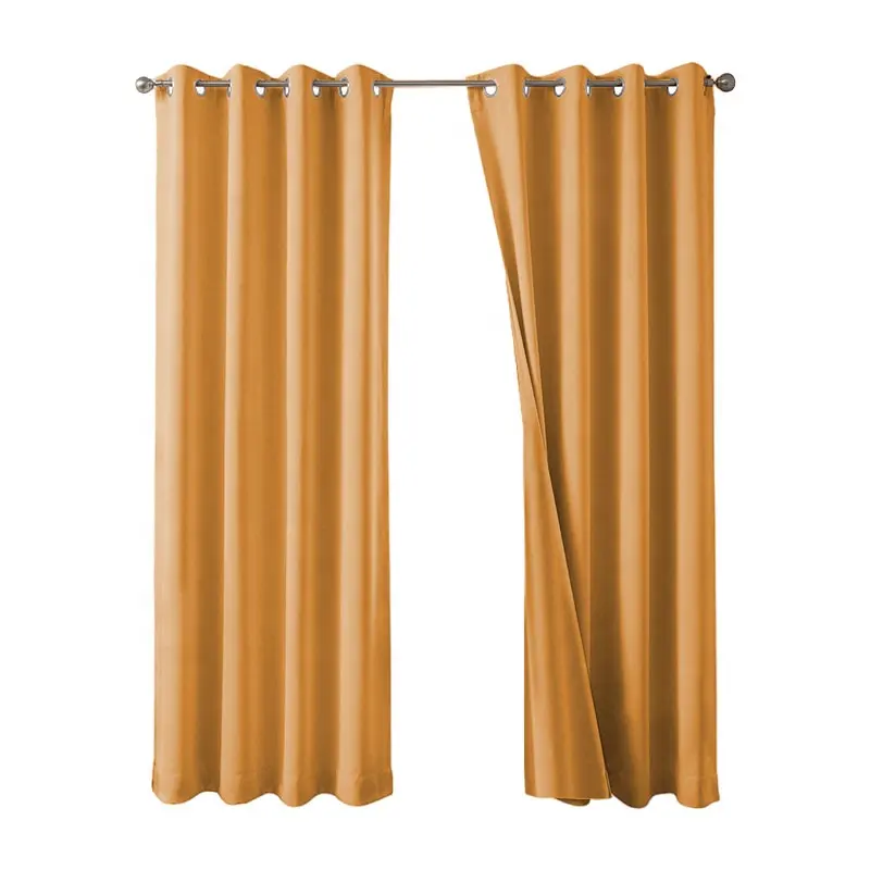 140*240CM 100% Blackout Living Room Curtain Home Textile Ready Made Solid Color Gold Yellow