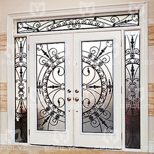 Porta de Entrada Frontal Branca para Vilas, Porta de Segurança Principal em Metal Dupla de Ferro Forjado, Portas de Entrada de Aço para Residências - Product Image 2