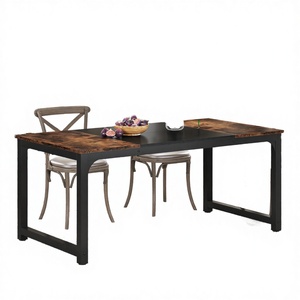 Wholesale Industrial Wooden Dining <b>Table</b> | Rustic Wood and Black Metal Frame Kitchen <b>Table</b> Indian Supplier - Product Image 3
