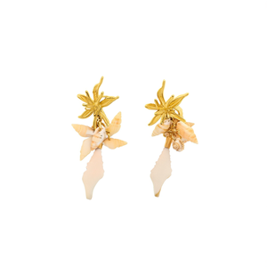 Boucles d'oreilles pendantes tendance en acier inoxydable 316L plaqué or PVD, design coquillage durable et résistant - Product Image 2