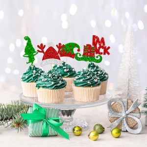 Décorations de cupcakes de Noël, pics à cupcakes scintillants « <span class=keywords><strong>Je</strong></span> suis de retour », pieds de sorcière, jambes d'elfe, pour anniversaires d'enfants et Noël - Product Image 5