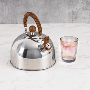 Bouilloire en acier inoxydable avec poignée imitation <span class=keywords><strong>bois</strong></span>, sifflet sonore pour ébullition rapide de l'eau et du café, ustensile de cuisine domestique - Product Image 5