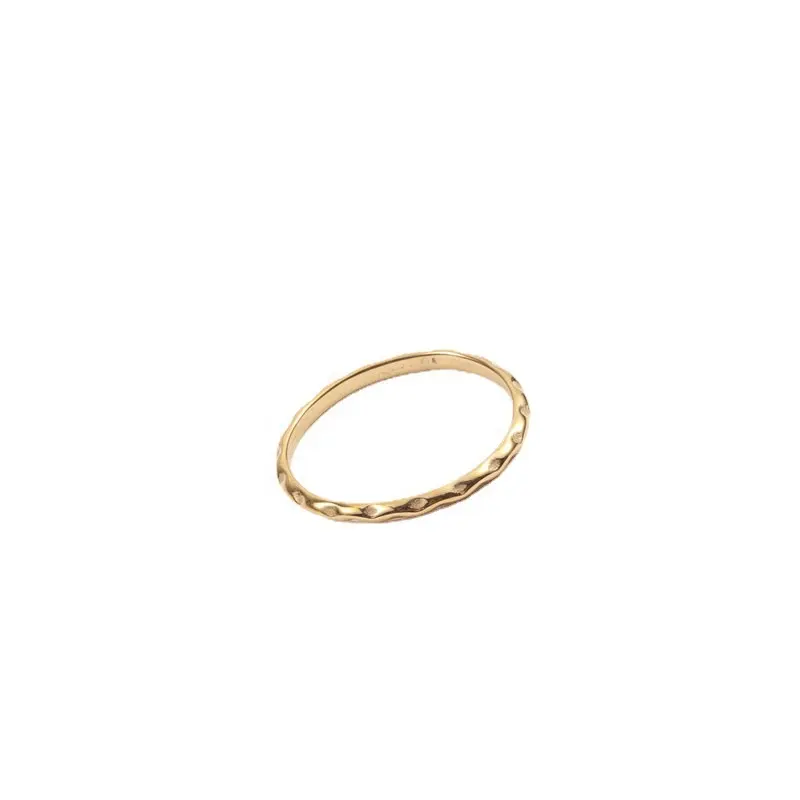 Bestseller Alltags kleidung klassisches minimalist isches Design unregelmäßig gemusterter dünner Ring vergoldeter Edelstahl von hoher Qualität