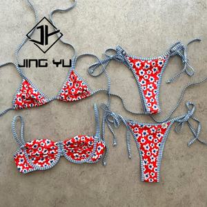 Ventes en gros, faible MOQ, maillots de bain personnalisés, maillots de bain de haute qualité, tissu imprimé personnalisé, bikini deux pièces pour femmes - Product Image 3