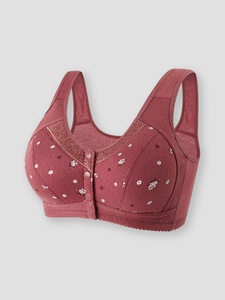 Plus Size Comfort Wireless BHs für Frauen Full <span class=keywords><strong>Coverage</strong></span> Front verschluss knopf Spitze Gestrickter Polyester Wave Point Print für Mütter - Product Image 5