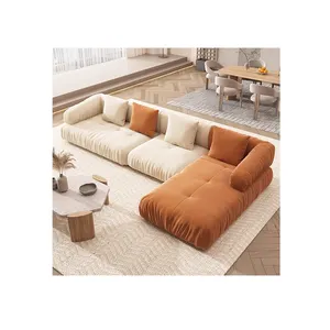 Sofa Modular Modern minimalis, furnitur rumah kombinasi kain ruang tamu untuk ruang tamu