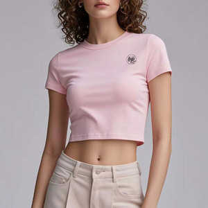 Camisetas Cortas de Alta Calidad con Logotipo Personalizado, Ajustadas, de Manga Corta Raglán, Multicolores, para Mujer, Estilo Casual - Product Image 1