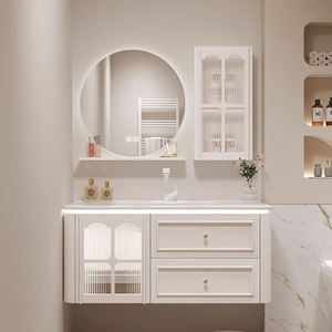 Mueble de Baño Flotante Moderno de Primera Calidad, Tablero de Melamina Contrachapada, Lavabo de Cerámica Integrado, Iluminación Suave, Espejo LED, Gabinete con Almacenamiento Oculto - Product Image 2