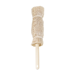 Esponja de lufa natural con mango largo para limpiar teteras, color blanco. - Product Image 1