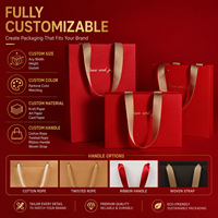 Sacs de courses en pâte de bois vierge rouge avec logo, haute résistance à la traction, estampage à chaud pour la promotion des marques de luxe et l'utilisation en supermarché