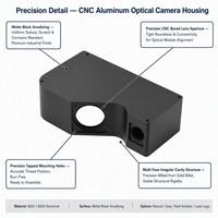 Carcasa de Montaje de Aleación de Aluminio Anodizado Negro Mate, Mecanizada por CNC Personalizada, para Cámara de Instrumentos Ópticos de Visión Artificial