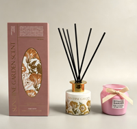 Ensemble de parfums d'ambiance pour la maison, diffuseur à bâtonnets en rotin, bougie parfumée en verre rose, aromathérapie, décoration de la maison, naturel, biodégradable