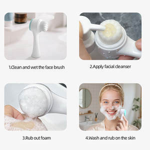 فرشاة وجه سيليكون بتصنيع المعدات الأصلية وتصنيع التصميم الأصلي، فرشاة تنظيف وجه مزدوجة 2 في 1 من النايلون والسيليكون متعددة الوظائف - Product Image 6