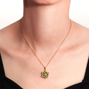 Oval Cut Colorful Cubic Zirconia Copper Alloy 18k Gold Plated Spinning Flower <b>Anxiety</b> <b>Necklace</b> Stress Relief Trendy Fashion - Product Image 3