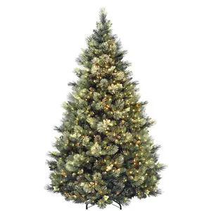 fibre optique arbre de Noël Suppliers-Sapin décoratif de noël avec feuilles mixtes, 240cm, arbre décoratif de luxe avec couleurs chaudes, d'extérieur pour noël