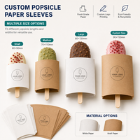 Fundas de cartón desechables personalizadas para paletas de helado, envases de grado alimenticio para barras de helado, envoltorios para helados con logo impreso a cuatro colores
