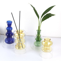 Vase en verre coloré simple moderne nordique créatif double couche vase transparent restaurant décoration de bureau