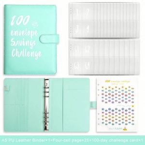 Custom Logo A5 Budget Binder Cash Envelopes Pu Leather Money Saving Planner With 100 Days Loose-<b>Leaf</b> Binding for School Use - Product Image 2