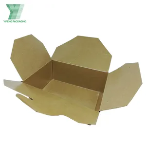 China lieferant custom form lebensmittel-grade kraft papier box eco freundliche braun farbe folding box für hamburger salat verpackung