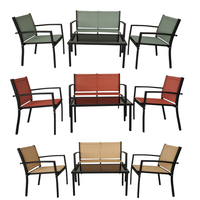Moderne 4 pièces Patio extérieur jardin cadre en métal meubles bureau salle à manger hôtel comprend canapé Table chaises ensembles avec table à thé