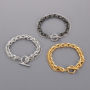 High Quality New Design Custom Waterproof Stainless Steel Double Layer <b>Chain</b> Bracelet - Product Image 2