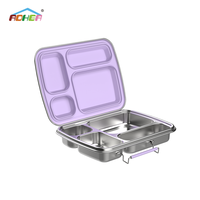 Aohea Deft Design 304 Edelstahl 4 Fächer Isolierte Bento-Brotdose für Kinder mit Saucen-Suppen tasse Lunchbox in Lebensmittel qualität