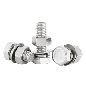 สลักเกลียวหัวหกเหลี่ยมสแตนเลส SS304 พร้อมน็อตและแหวนรอง ผลิตตามแบบ OEM จากโรงงานจีน - Product Image 3
