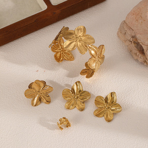 Flower Shape Stainless Steel Jewelry <b>Set</b> For Women Party Fashion Ring Earring <b>Bracelet</b> <b>Set</b> Te60469 - Product Image 2