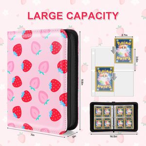 Album de collection de cartes à collectionner de sport pour filles 440 capacité de carte 55 manches 4 poches fraise pêche Design classement pour la collecte - Product Image 2