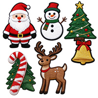 Vente en gros de patchs en chenille brodés de Noël de différents designs, patchs personnalisés à repasser pour vêtements