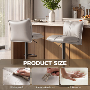 Chaise de bar pivotante à hauteur de comptoir avec poche de rangement dissimulée, revêtement en cuir résistant à l'eau, tabouret de bar réglable en hauteur - Product Image 4