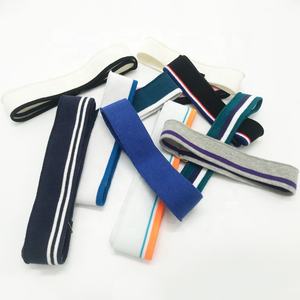 Puños de Punto Acanalado de Poliéster y Elastano de 16 Agujas, Teñidos con Hilo, Colores Sólidos, Lisos, con Rayas de Color Secundario, para Accesorios de Ropa - Product Image 2