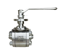 Vanne à boisseau sphérique manuelle haute pression JINGJUN en acier inoxydable 304/316 forgé, trois pièces soudées, avec joint PTFE, PN40, pour gaz (OEM)