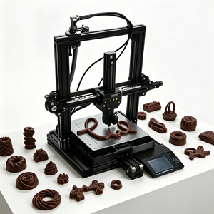<span class=keywords><strong>Imprimante</strong></span> <span class=keywords><strong>3D</strong></span> automatique commerciale pour chocolat avec grande zone de travail, nivellement automatique de qualité alimentaire et plateau chauffant pour l'art culinaire et chocolatier - Product Image 1