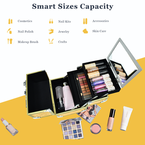 Trousse de Maquillage de Voyage Personnalisable avec 4 Plateaux, Organisateur Cosmétique, Boîte de Rangement de Maquillage Verrouillable, <span class=keywords><strong>Valise</strong></span> de Maquillage - Product Image 3