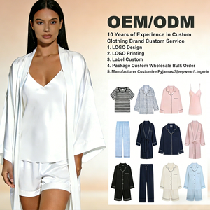 <span class=keywords><strong>Pigiama</strong></span> da <span class=keywords><strong>Donna</strong></span> Personalizzato con Logo OEM, 220GSM, Morbido e Traspirante in Seta Ghiaccio, Scollo a V, Vita Elastica, Lunghezza Intera, <span class=keywords><strong>Oversize</strong></span> S-5XL, Set Vestaglia da Notte - Product Image 1