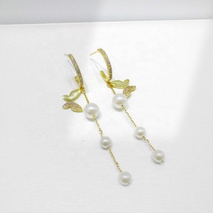 high quality plata 925 sterling <b>silver</b> trending tassel <b>earring</b> custom girls 14k gold korean party bridal pearl <b>long</b> <b>earrings</b> - Product Image 1