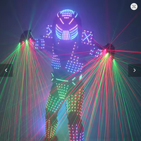 Costume de robot LED polychrome, danseur de scène, lumières rvb, vêtements lumineux LED de performance avec gants laser pour discothèque