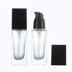 15ml 20ml 30m Empty Cosmetic Factory Supply Frosted Liquid Foundation Glass Bottle/container Make Up Packaging With Squeeze Pump