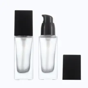 15ml 20ml 30m 빈 화장품 공장 공급 서리로 덥은 액체 기초 유리병/콘테이너는 짜기 펌프로 포장을 구성합니다