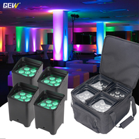 Paquete de 4 Luces LED Recargables a Batería, Par Can 6x18w RGBWA UV 6en1, Control DMX, Control Remoto por Wifi y Aplicación, con Bolsa de Transporte