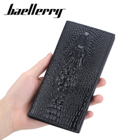 Baellerry dompet tipis bisnis genggam ritsleting multi-posisi kepala buaya kulit PU panjang kustom desain populer