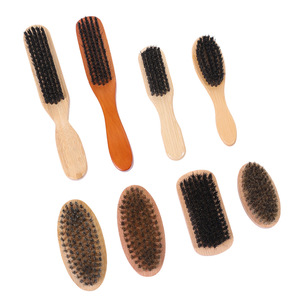 Brosse de nettoyage en poils de sanglier avec manche en bois de bambou, brosse à barbe pour coiffure, peigne de barbier, outils de rasage pour hommes - Product Image 1